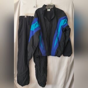 Vintage 90s Cheetah Black and Blue Tracksuit Set